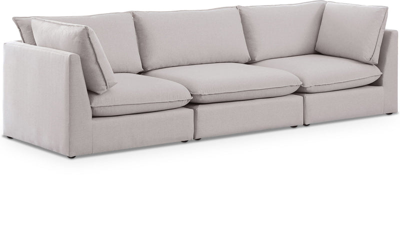 Mackenzie 120" Linen Textured Fabric Upholstered 3pc. Modular Sofa