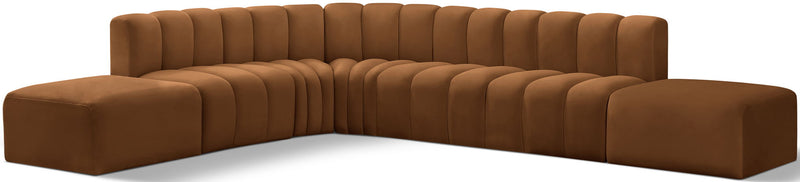Arc 172" Saddle Velvet Upholstered 7pc. Modular Sectional