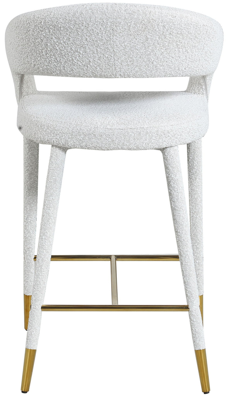 Destiny Cream Boucle Fabric Upholstered Counter Stool