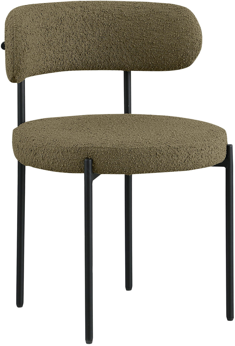 Beacon Olive Green Boucle Fabric Upholstered Dining Chair
