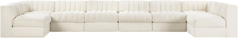 Rummi - Velvet Performance Fabric Upholstered 8 Piece Modular Sectional (With 2 Corner Chairs)