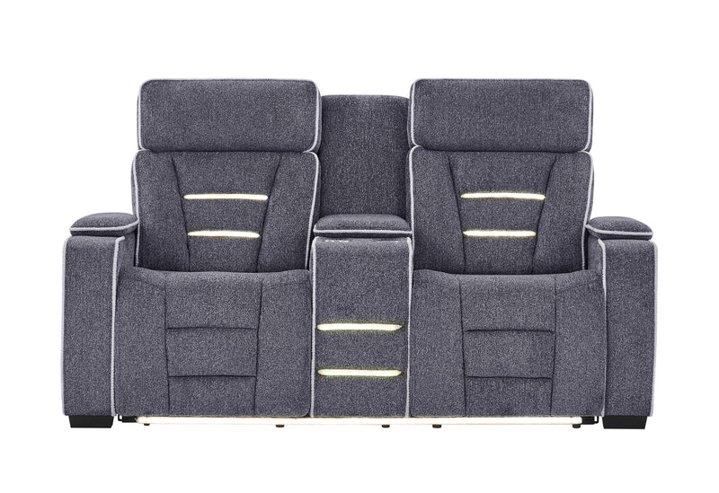 U1895 - P2 Console Reclining Loveseat With IS And LED - Dark Gray
