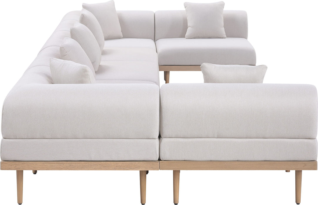 Laguna - 7 Piece Resilient Water Resistant Fabric 142" Upholstered Outdoor Patio Modular Sectional