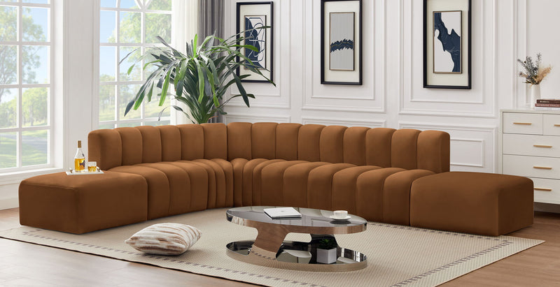 Arc 172" Saddle Velvet Upholstered 7pc. Modular Sectional