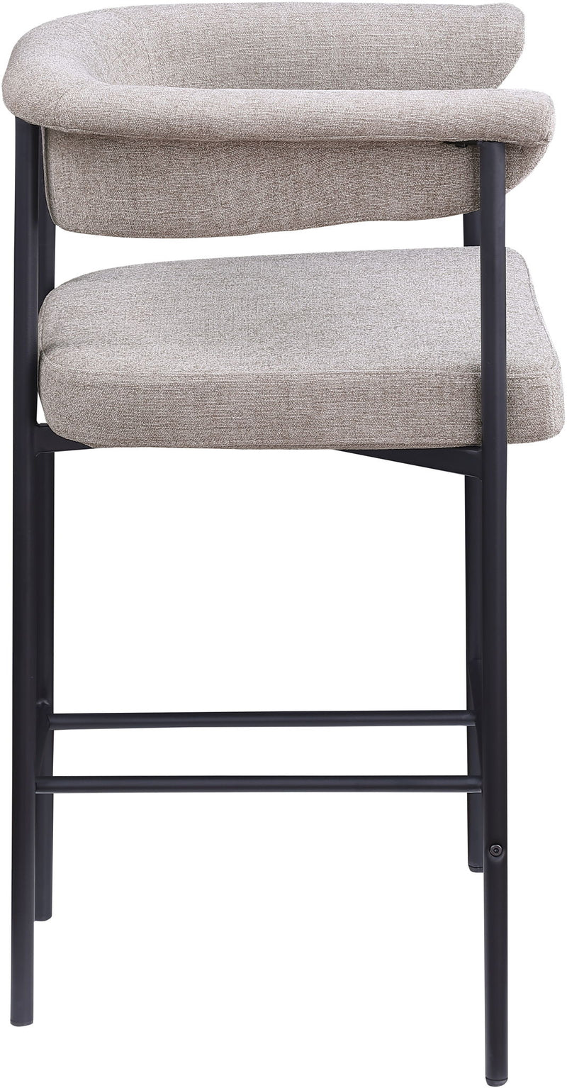 Malin Taupe Linen Textured Fabric Upholstered Counter Stool