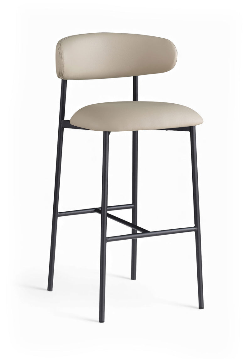 Lupita Taupe Vegan Leather Upholstered Bar Stool
