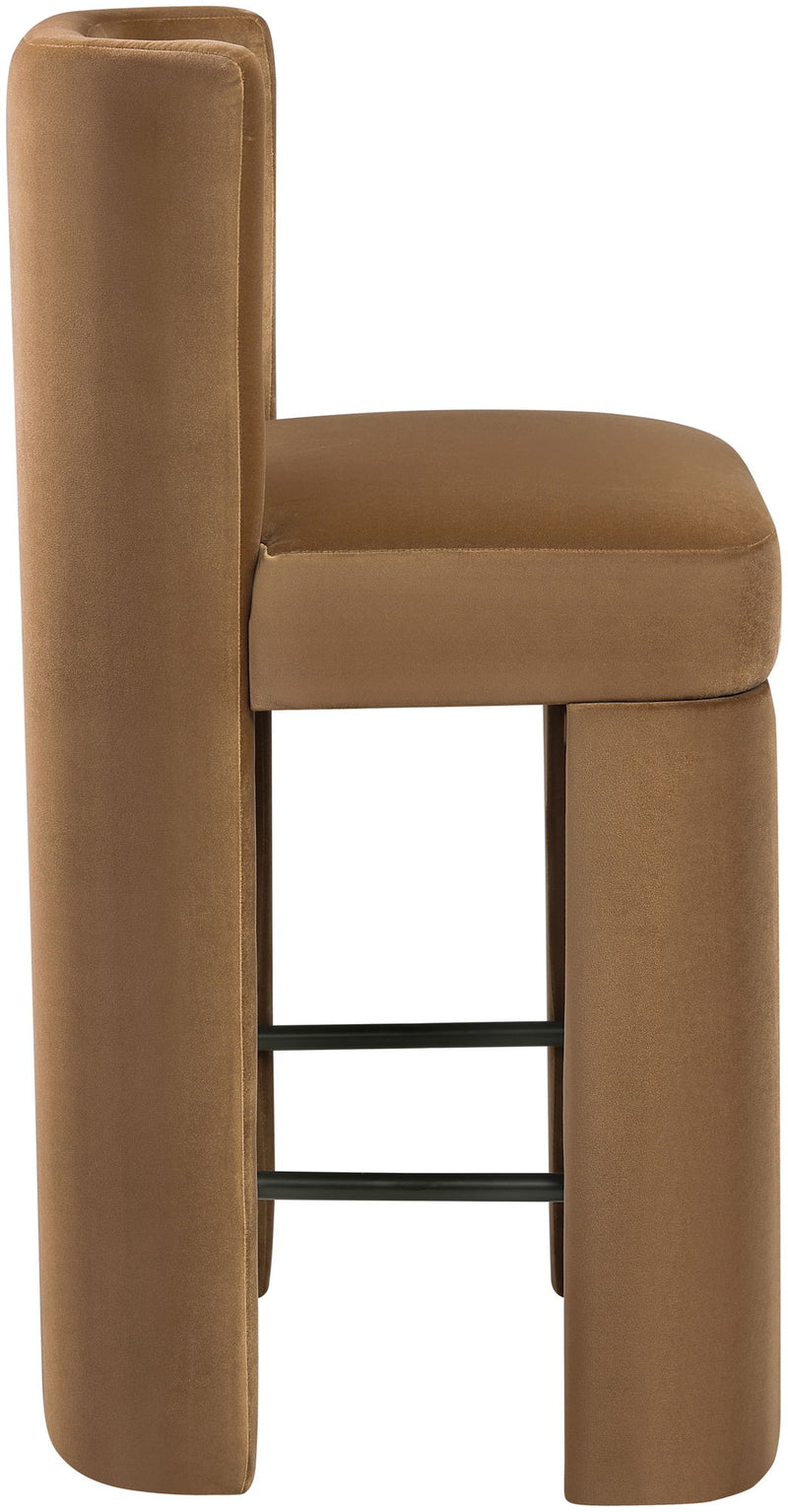 Zuno Saddle Velvet Upholstered Counter Stool