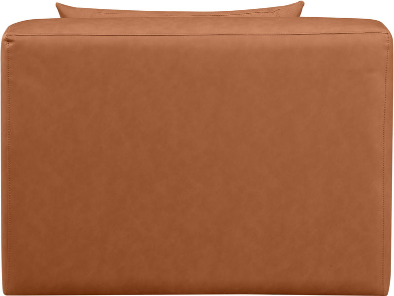 Cube Cognac Vegan Leather Upholstered Modular Armless Chair