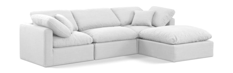 Indulge 105" White Linen Textured Fabric Upholstered 4pc. Modular Sectional