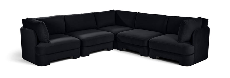 Hammond - Velvet Performance Fabric Upholstered 5 Piece Corner Sectional