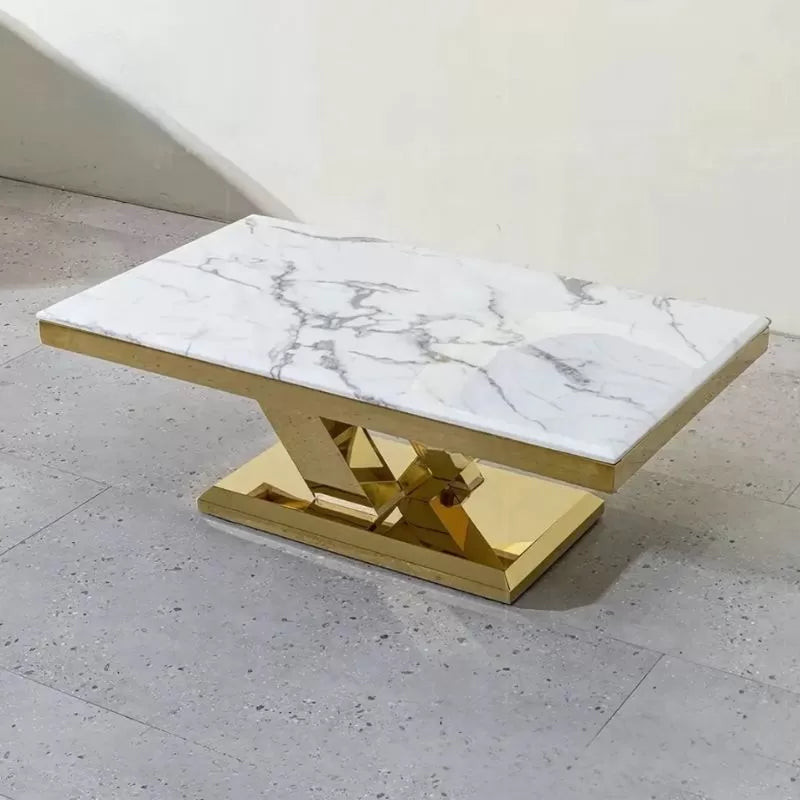 Royale Luxurious Marble Top Coffee Table with Gold Base