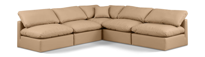 Indulge 105" Tan Vegan Leather Upholstered 5pc. Modular Sectional