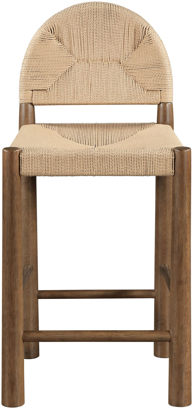 Bohemia Beige Woven Seagrass Cord And Solid Wood Counter Stool