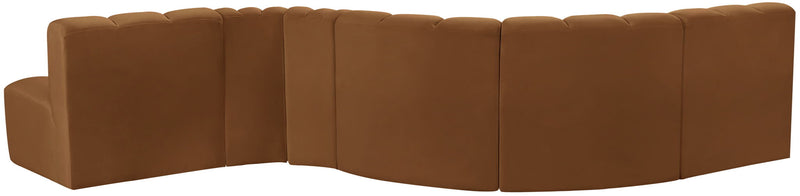 Arc 145" Saddle Velvet Upholstered 6pc. Modular Sectional
