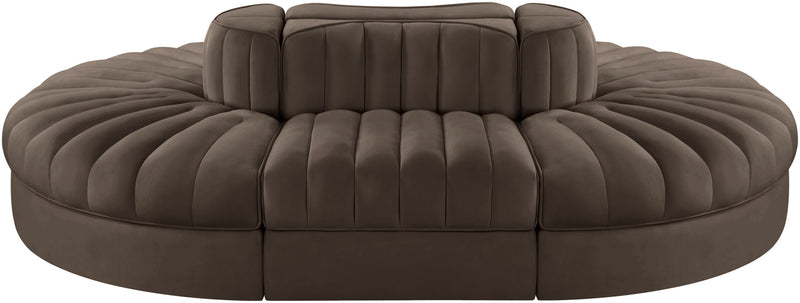 Rummi - Oval Velvet Performance Fabric Upholstered 6 Piece Modular Sectional