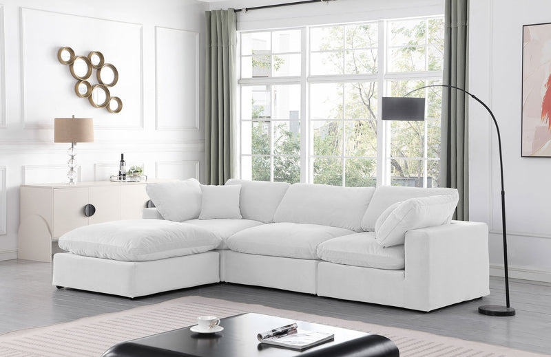 Comfy 119" Cream Velvet Upholstered 4pc. Modular Sectional