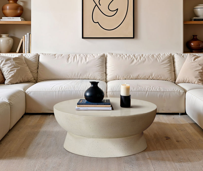 Avaya Cream Concrete And Fiberglass Indoor / Outdoor Coffee Table
