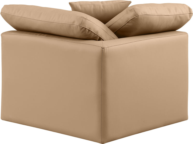 Indulge Tan Vegan Leather Upholstered Modular Corner Chair