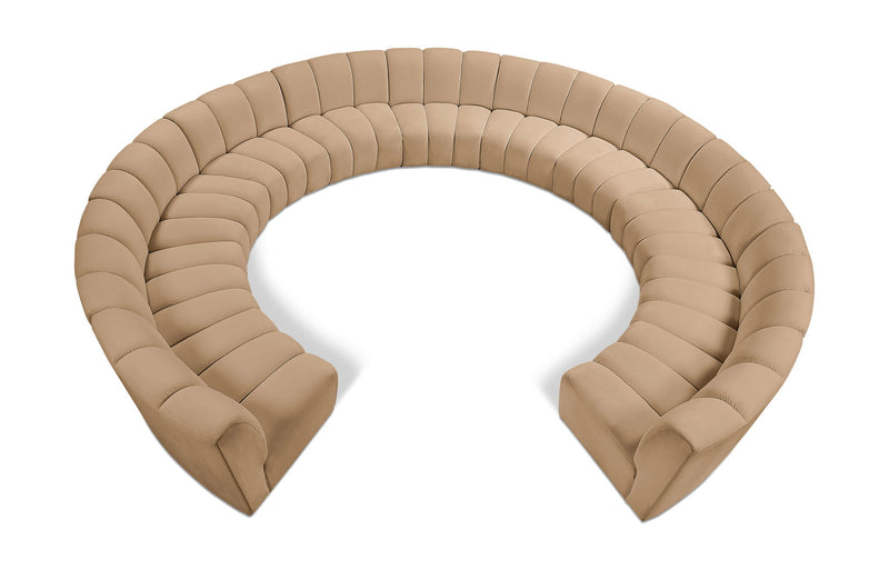 Infinity 183" Camel Velvet Upholstered 11pc. Modular Sectional
