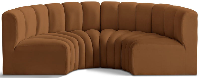Arc 88" Saddle Velvet Upholstered 4pc. Modular Sectional
