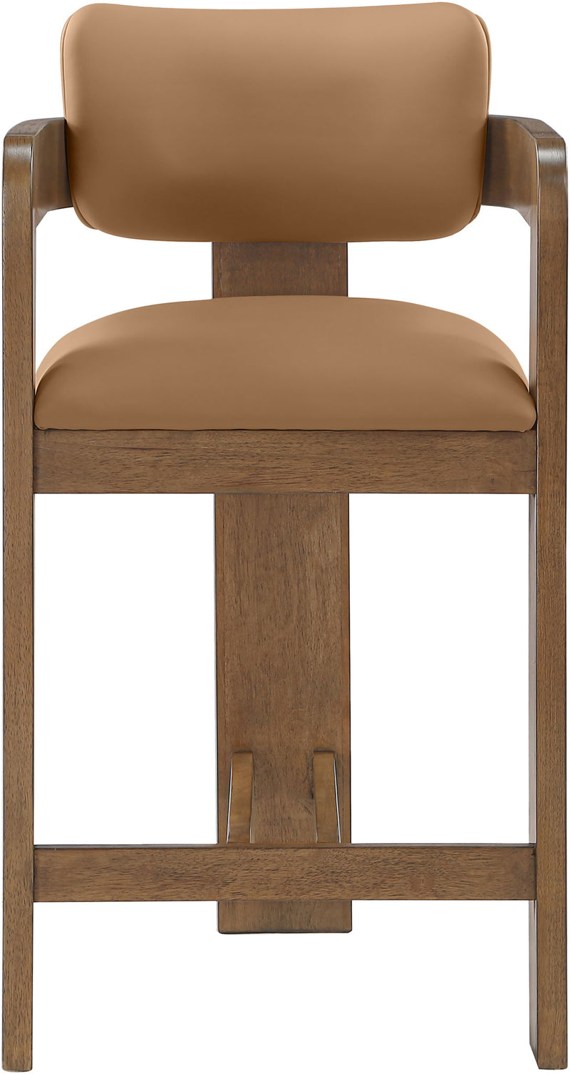 Sacha - Vegan Leather Upholstered Counter Stool With Brown Base