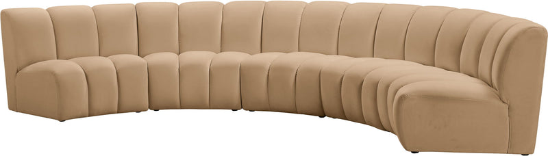 Infinity 167" Camel Velvet Upholstered 5pc. Modular Sectional