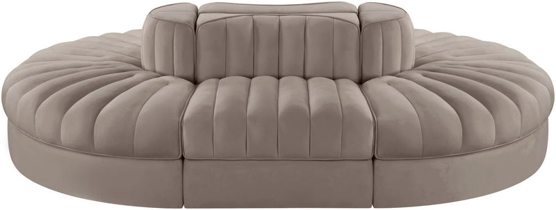 Rummi - Oval Velvet Performance Fabric Upholstered 6 Piece Modular Sectional