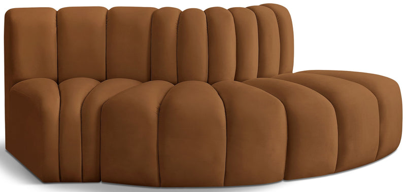 Arc 77" Saddle Velvet Upholstered 3pc. Modular Sectional
