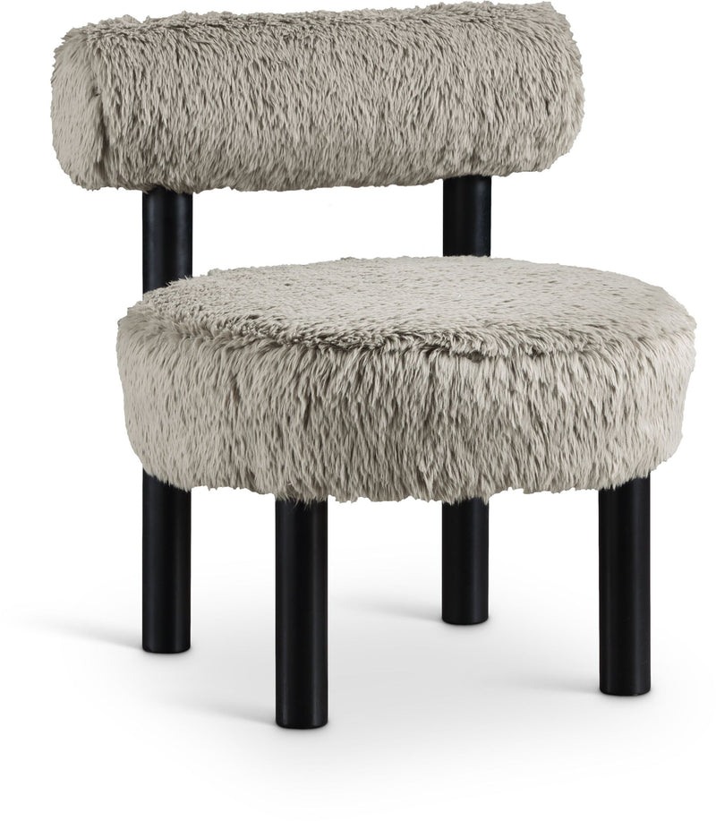 Ambre Taupe Vegan Shearling Fabric Upholstered Accent Chair