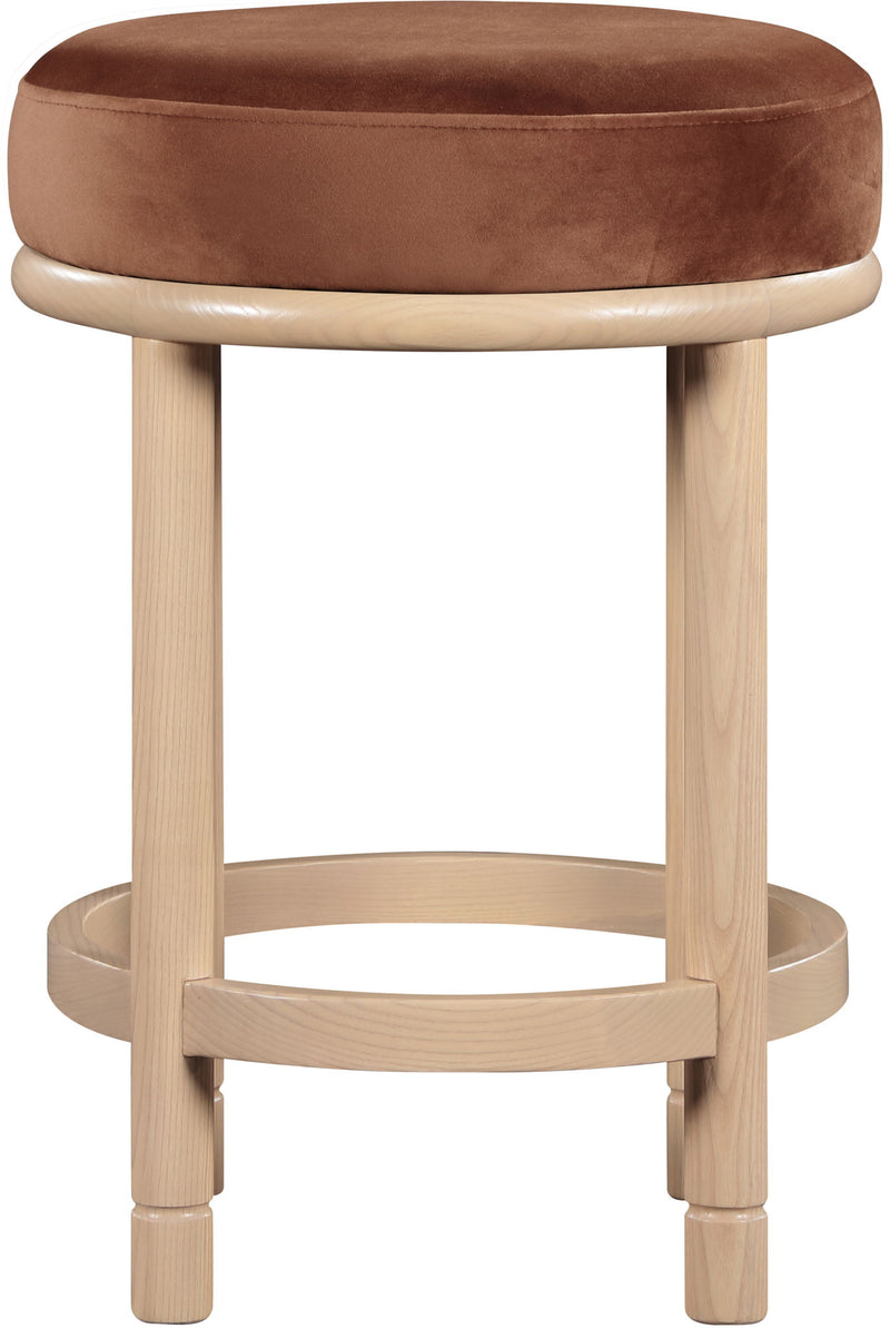 Monette Cognac Velvet Upholstered Counter Stool