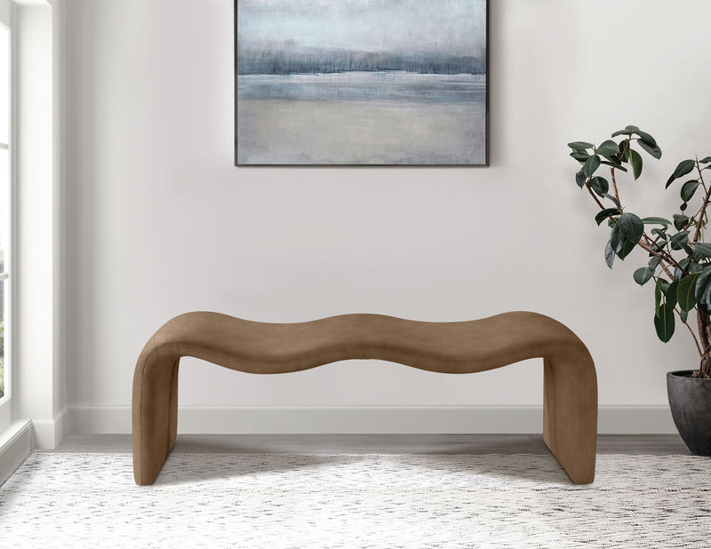 Willow Brown Vegan Leather Upholstered Bench