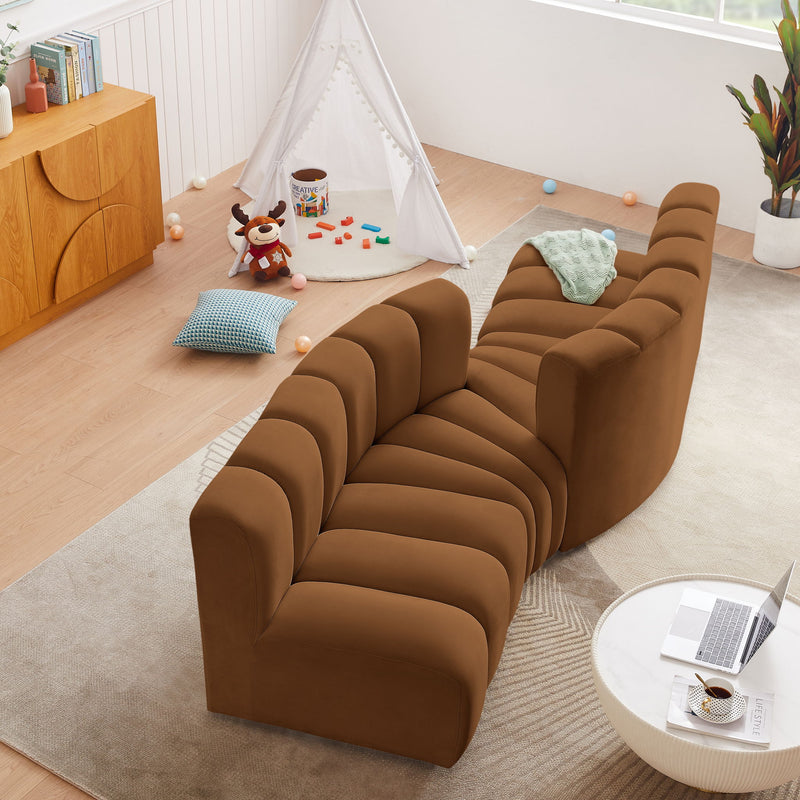 Arc 108" Saddle Velvet Upholstered 4pc. Modular Sectional