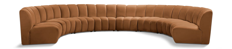 Infinity 183" Saddle Velvet Upholstered 8pc. Modular Sectional