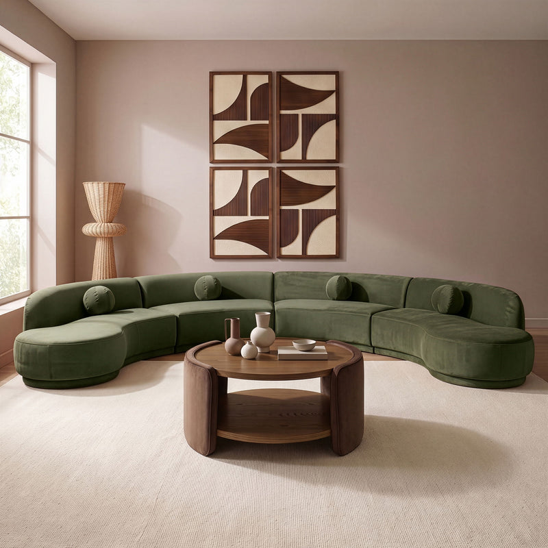 Avra - 189" Velvet Performance Fabric Upholstered Sectional