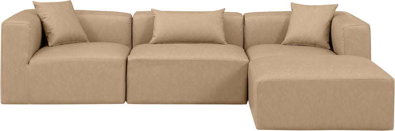 Cube 108" Tan Vegan Leather Upholstered 4pc. Modular Sectional