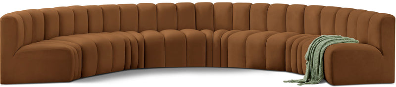 Arc 162" Saddle Velvet Upholstered 8pc. Modular Sectional