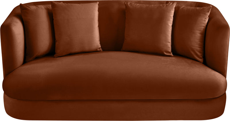 Alder 66" Cognac Velvet Upholstered Loveseat