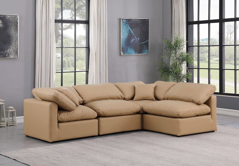 Indulge 105" Tan Vegan Leather Upholstered 4pc. Modular Sectional