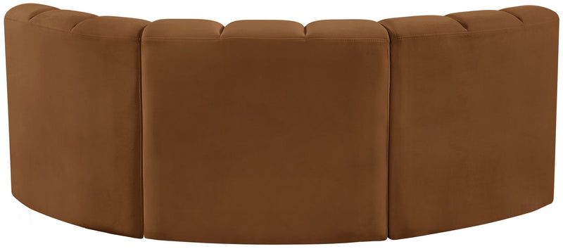 Arc 80" Saddle Velvet Upholstered 3pc. Modular Sectional
