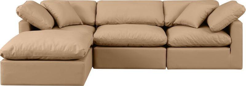 Indulge 105" Tan Vegan Leather Upholstered 4pc. Modular Sectional
