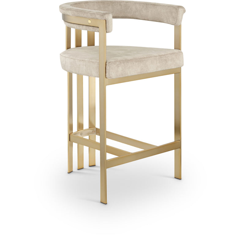 Marcello Beige Velvet Upholstered Counter Stool
