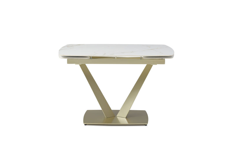 109 - Dining Table - White Gloss / Golden Jade