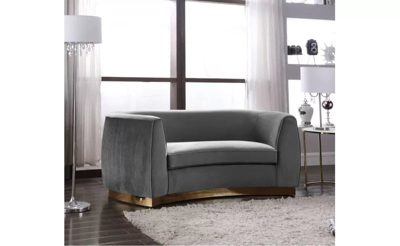 Neveah Velvet 3-Piece Living Room Set In Gray