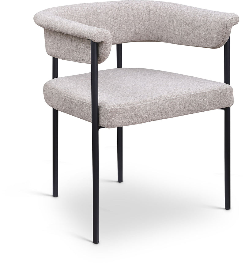 Malin Taupe Linen Textured Fabric Upholstered Dining Chair