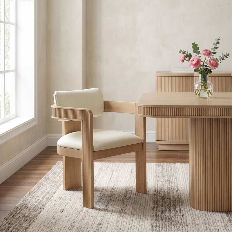 Sacha - Vegan Leather Upholstered Dining Chair With Natural Base (Set of 2)