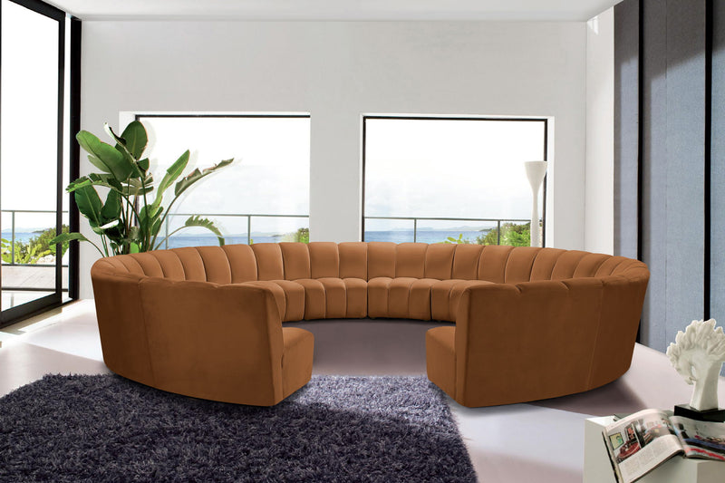 Infinity 183" Saddle Velvet Upholstered 12pc. Modular Sectional