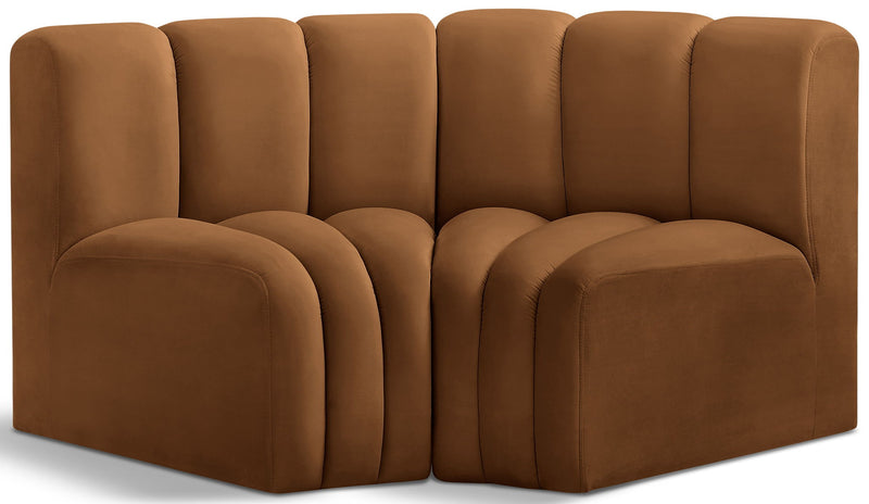 Arc 60" Saddle Velvet Upholstered 2pc. Modular Sectional