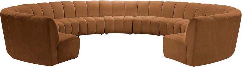 Infinity 183" Saddle Velvet Upholstered 11pc. Modular Sectional