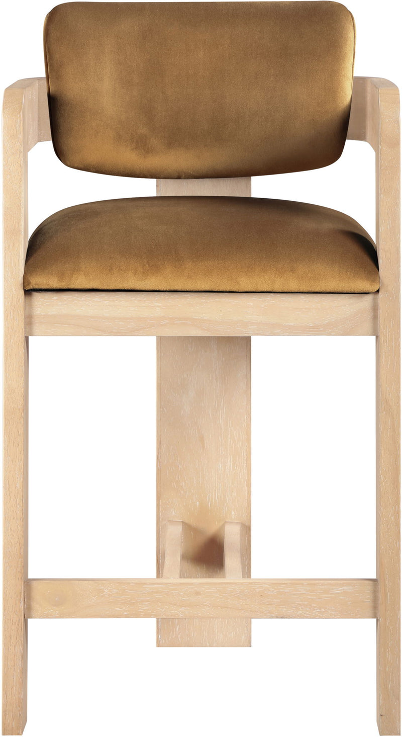 Sacha Saddle Velvet Upholstered Counter Stool