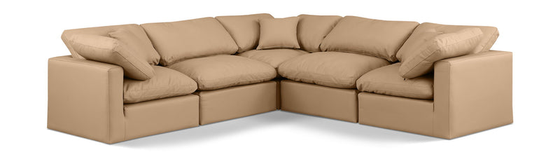 Indulge 105" Tan Vegan Leather Upholstered 5pc. Modular Sectional